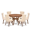 East West Furniture Ferris 7-Piece Kitchen Table Set in Walnut Finish