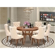 East West Furniture Ferris 7-Piece Kitchen Table Set in Walnut Finish