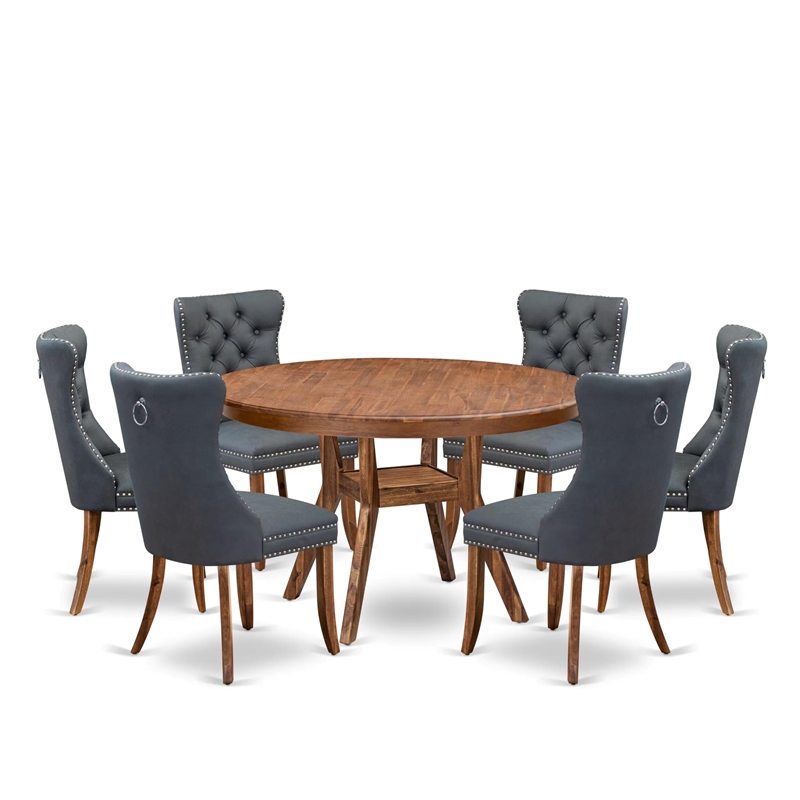 East West Furniture Ferris 7-Piece Kitchen Table Set in Walnut Finish