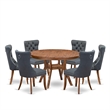 East West Furniture Ferris 7-Piece Kitchen Table Set in Walnut Finish