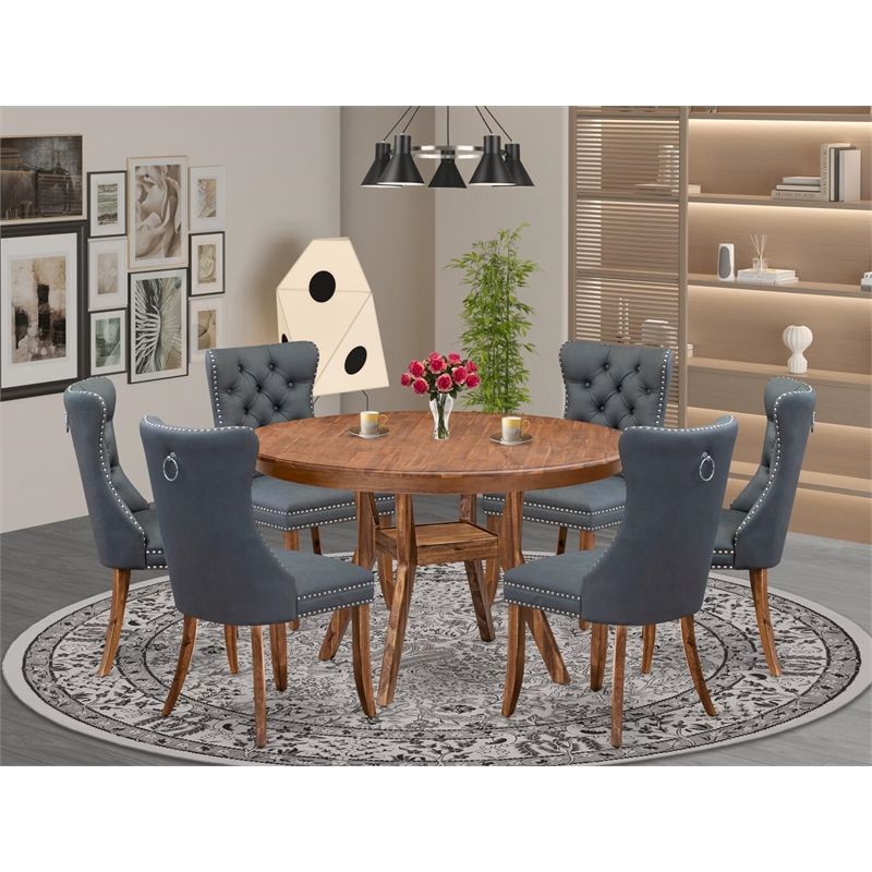 East West Furniture Ferris 7-Piece Kitchen Table Set in Walnut Finish