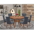 East West Furniture Ferris 7-Piece Kitchen Table Set in Walnut Finish