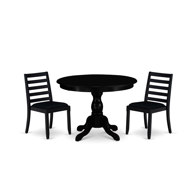 East West Furniture Hartland 3-Piece Dining Set in Black Finish