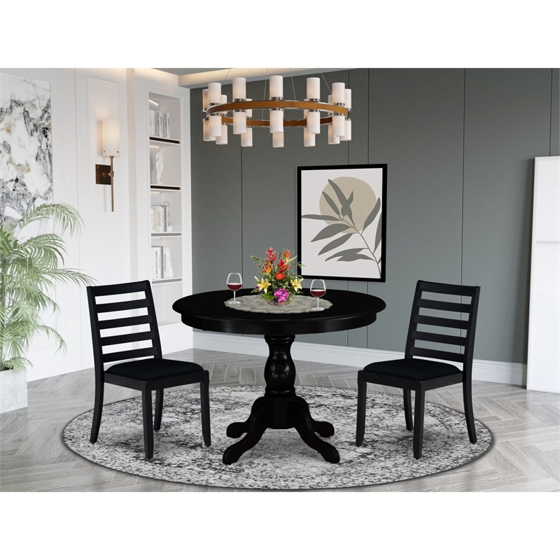 East West Furniture Hartland 3-Piece Dining Set in Black Finish