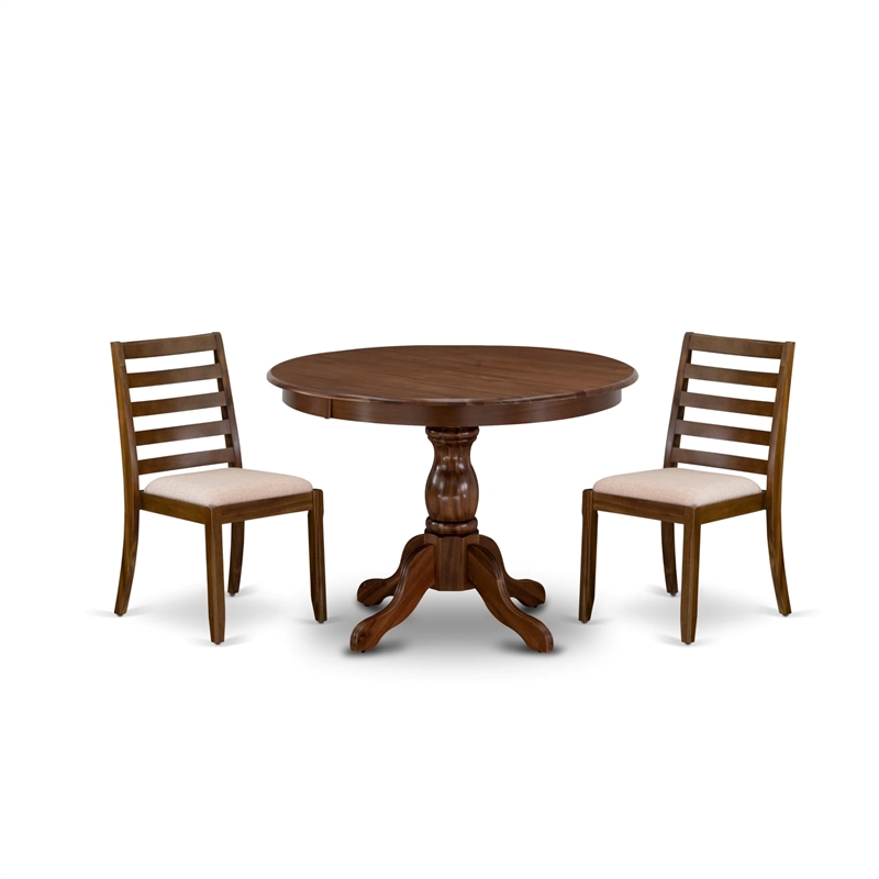 East West Furniture Hartland 3 Piece A Kitchen Table Set in Walnut Finish