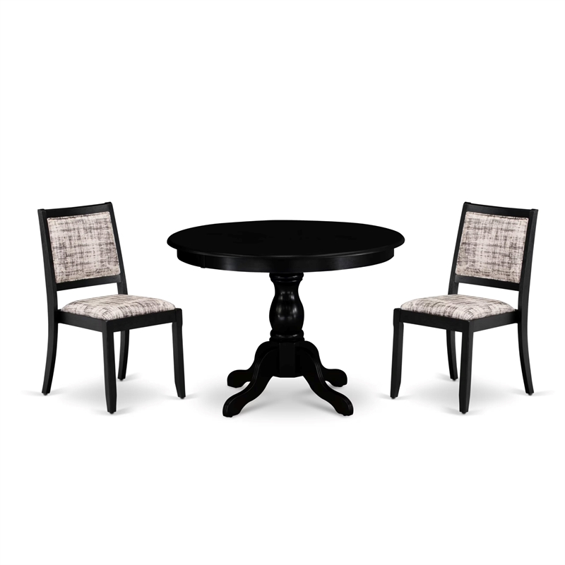 East West Furniture Hartland 3-Piece Modern Dining Set in Black Finish