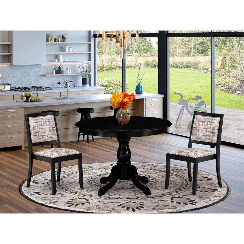 East West Furniture Hartland 3-Piece Modern Dining Set in Black Finish
