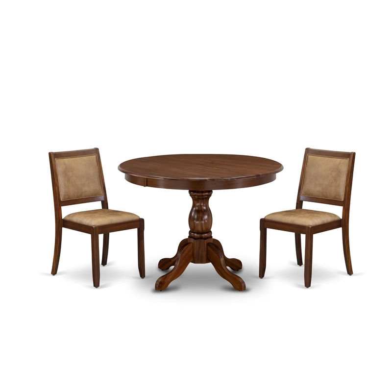 East West Furniture Hartland 3 Piece A Modern Dining Table Set in Walnut Finish
