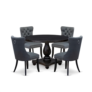 East West Furniture Irving 5-Piece Dining Table Set in Black Finish