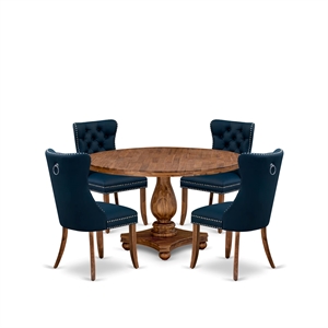 East West Furniture Irving 5-Piece Dining Room Set in Walnut Finish