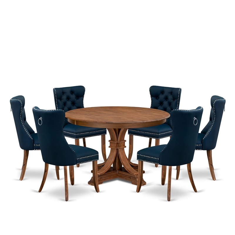 East West Furniture Ferris 7-Piece Kitchen Table Set in Walnut Finish