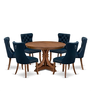 East West Furniture Ferris 7-Piece Kitchen Table Set in Walnut Finish