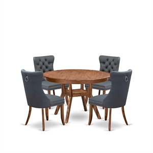 East West Furniture Ferris 5-Piece Dining Table Set in Walnut Finish