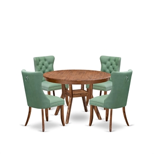 East West Furniture Ferris 5-Piece Modern Dining Set in Walnut Finish