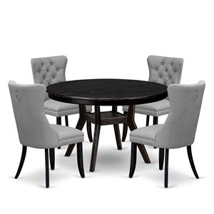 East West Furniture Ferris 5 Piece Round Dining Set in Black Finish