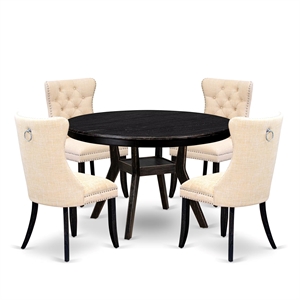 East West Furniture Ferris 5-Piece Dining Room Set in Black Finish