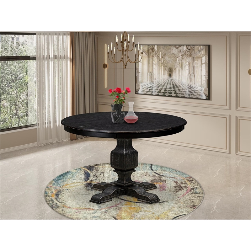East West Furniture Ferris Wooden Dining Table in Black Finish
