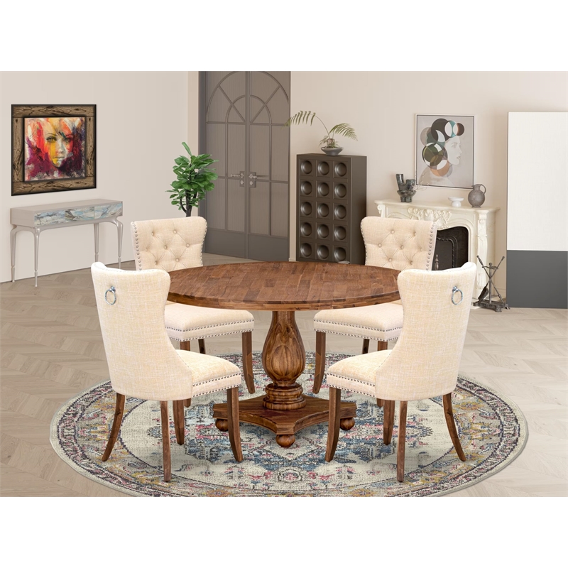 East West Furniture Irving 5-Piece Modern Dining Set in Walnut Finish
