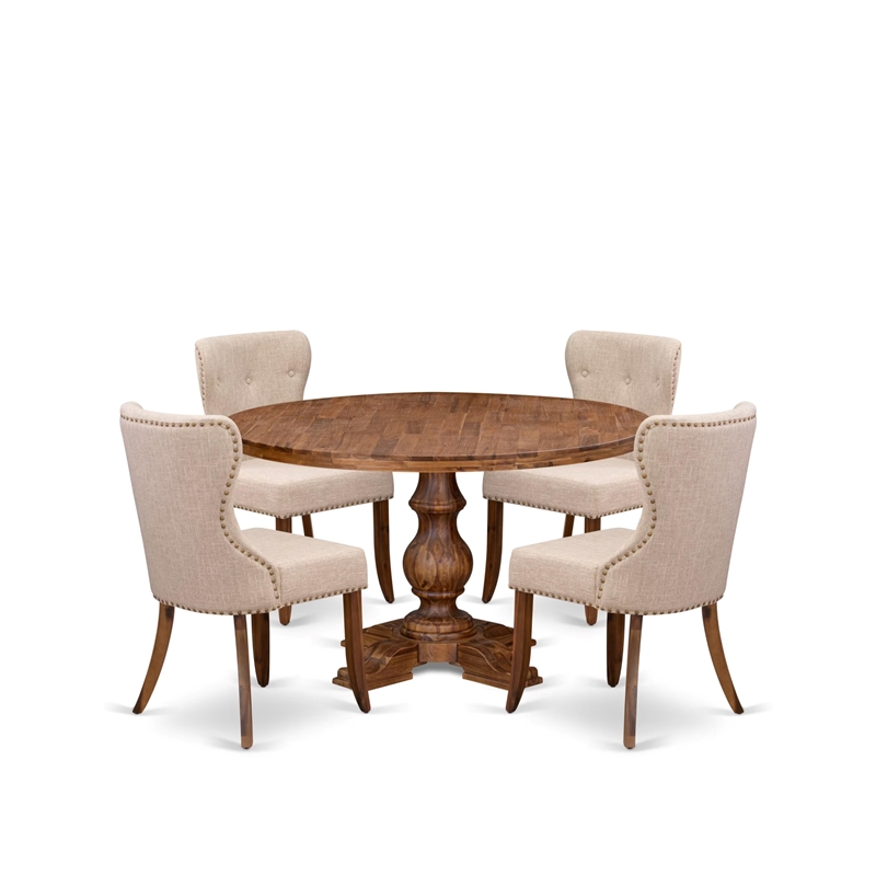 East West Furniture Irving 5-Piece Kitchen Dining Set in Walnut Finish