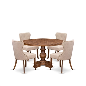 East West Furniture Irving 5-Piece Kitchen Dining Set in Walnut Finish