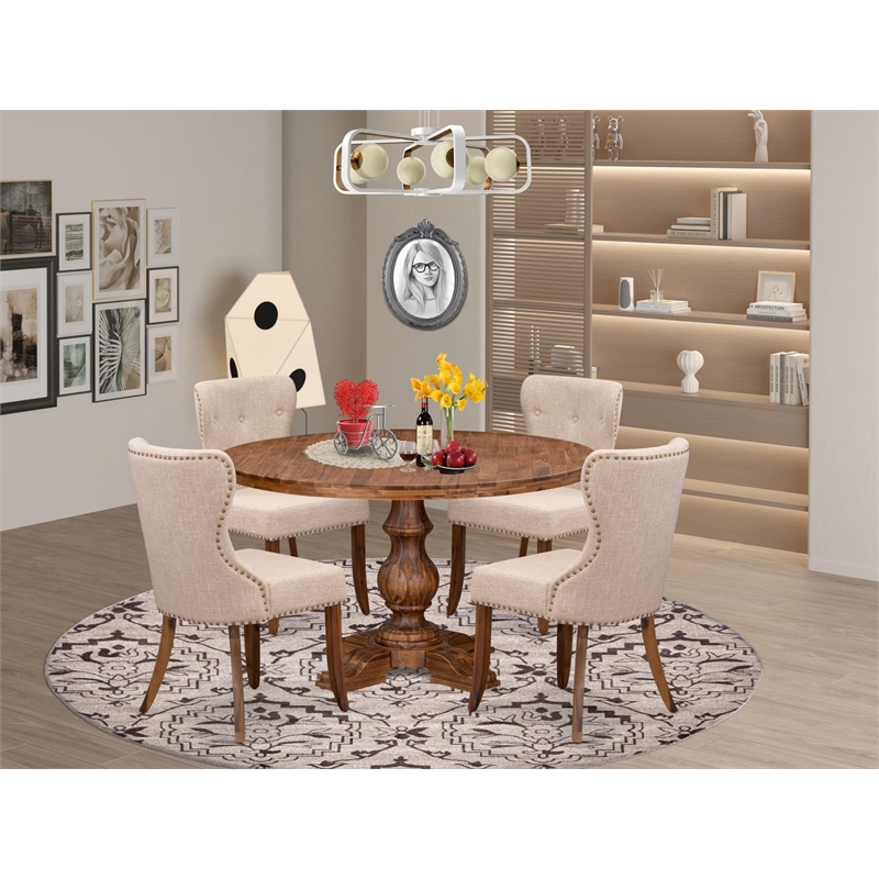 East West Furniture Irving 5-Piece Kitchen Dining Set in Walnut Finish