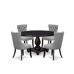 East West Furniture Irving 5 Piece Round Dining Room Set in Black Finish