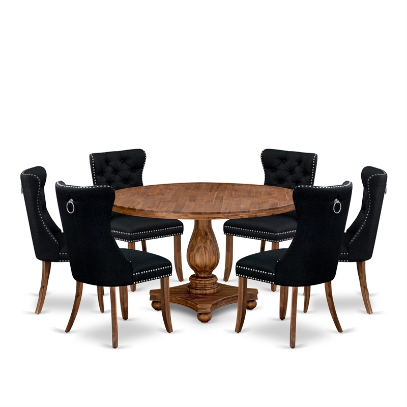 East West Furniture Irving 7-Piece Kitchen Table Set in Walnut Finish