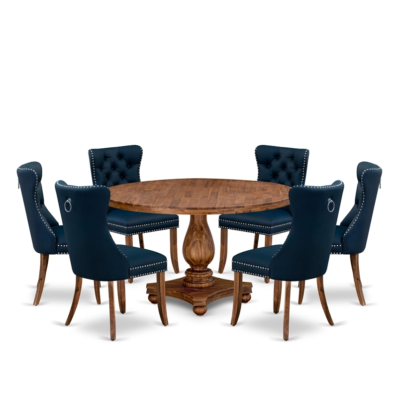 East West Furniture Irving 7-Piece Kitchen Table Set in Walnut Finish
