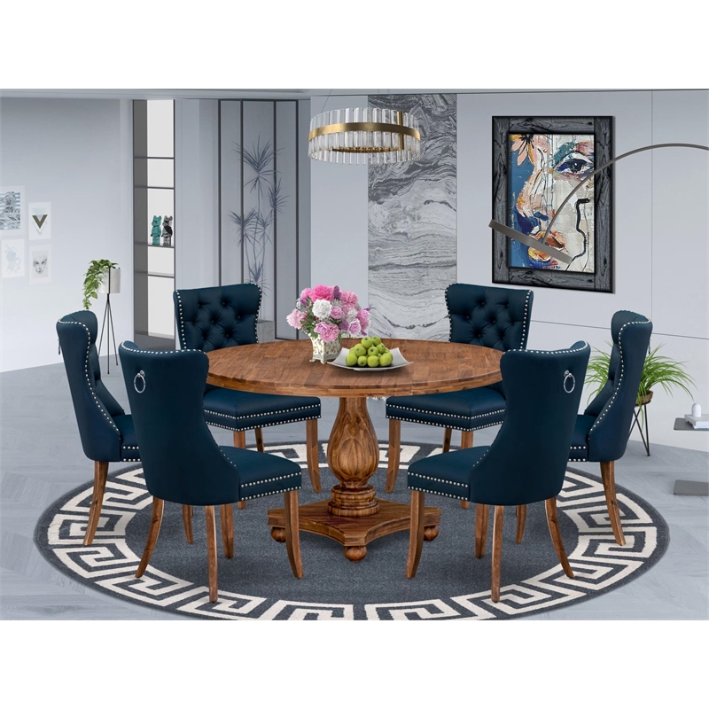 East West Furniture Irving 7-Piece Kitchen Table Set in Walnut Finish