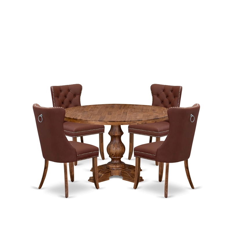 East West Furniture Irving 5-Piece Dining Room Set in Walnut Finish