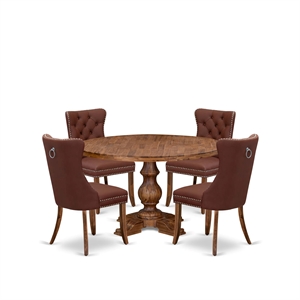 East West Furniture Irving 5-Piece Dining Room Set in Walnut Finish