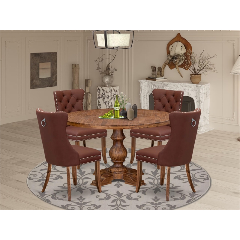 East West Furniture Irving 5-Piece Dining Room Set in Walnut Finish