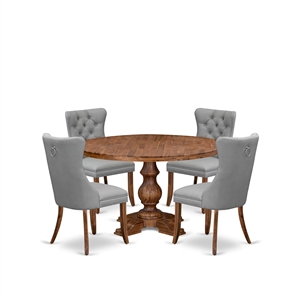 East West Furniture Irving 5-Piece Dining Room Set in Walnut Finish