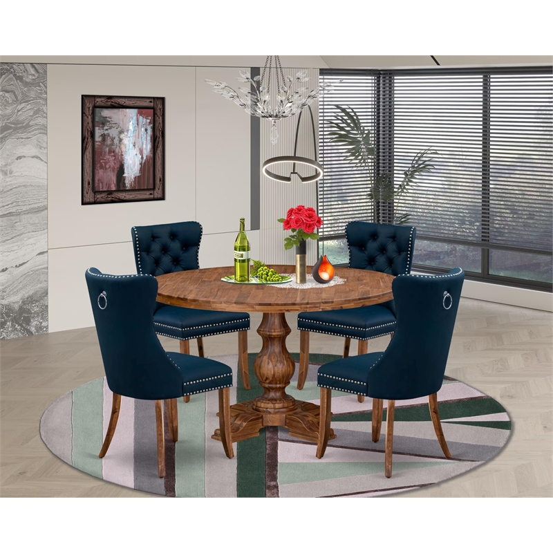 East West Furniture Irving 5-Piece Modern Dining Set in Walnut Finish