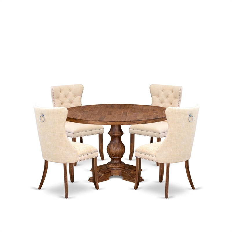 East West Furniture Irving 5-Piece Dining Table Set in Walnut Finish