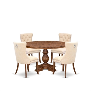 East West Furniture Irving 5-Piece Dining Table Set in Walnut Finish