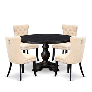 East West Furniture Irving 5-Piece Dining Table Set in Black Finish