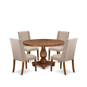 East West Furniture Irving 5-Piece Mid-Century Dinner Table Set in Walnut Finish
