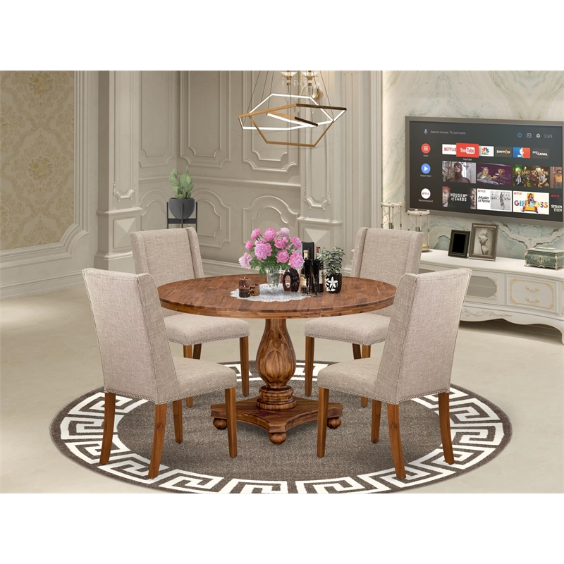 East West Furniture Irving 5-Piece Mid-Century Dinner Table Set in Walnut Finish