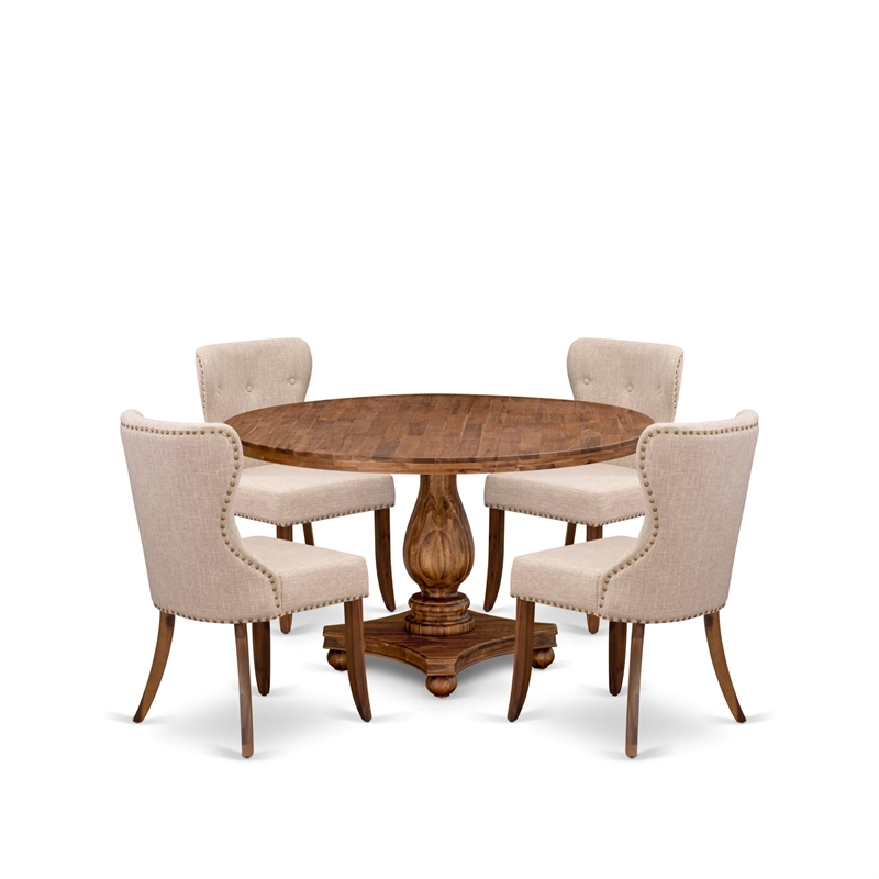 East West Furniture Irving 5-Piece Kitchen Dining Set in Walnut Finish