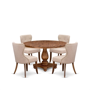 East West Furniture Irving 5-Piece Kitchen Dining Set in Walnut Finish
