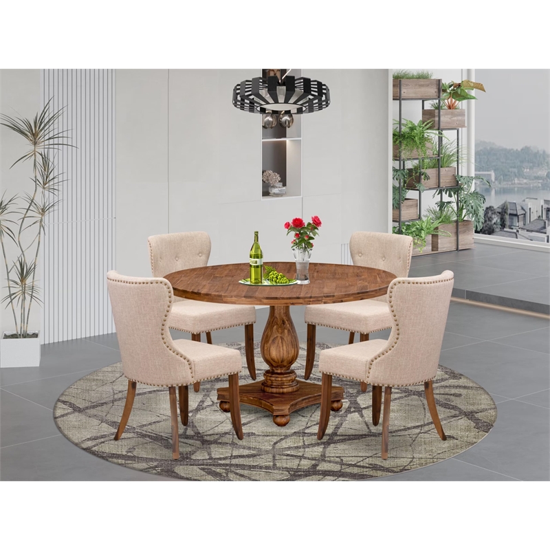 East West Furniture Irving 5-Piece Kitchen Dining Set in Walnut Finish