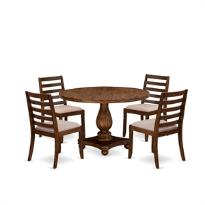 East West Furniture Irving 5 Piece A Dining Room Set in Walnut Finish