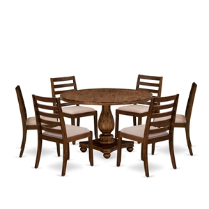 East West Furniture Irving 7 Piece A Modern Dining Set in Walnut Finish