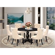 East West Furniture Irving 7-Piece Dining Table Set in Black Finish
