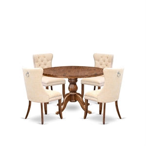 East West Furniture Irving 5-Piece Kitchen Dining Set in Walnut Finish
