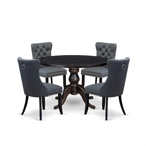 East West Furniture Irving 5-Piece Dining Table Set in Black Finish