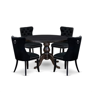 East West Furniture Irving 5-Piece Mid-Century Dining Room Set in Black Finish