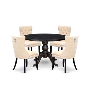 East West Furniture Irving 5-Piece Mid-Century Dining Set in Black Finish