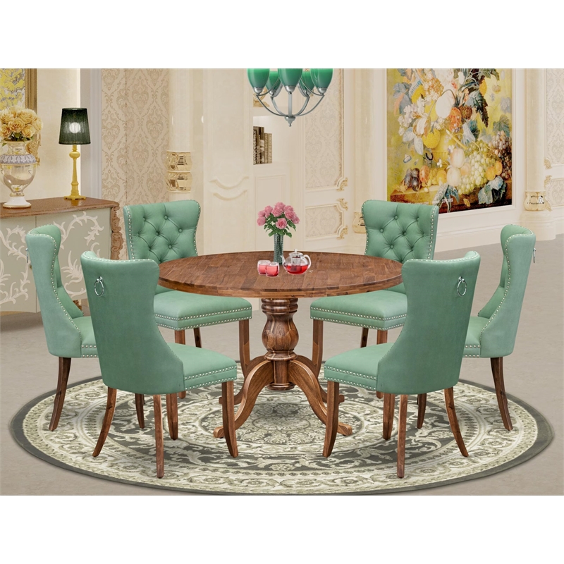 East West Furniture Irving 7-Piece Modern Dining Table Set in Walnut Finish